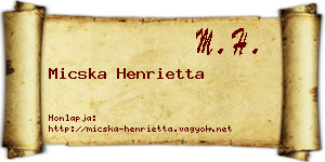 Micska Henrietta névjegykártya